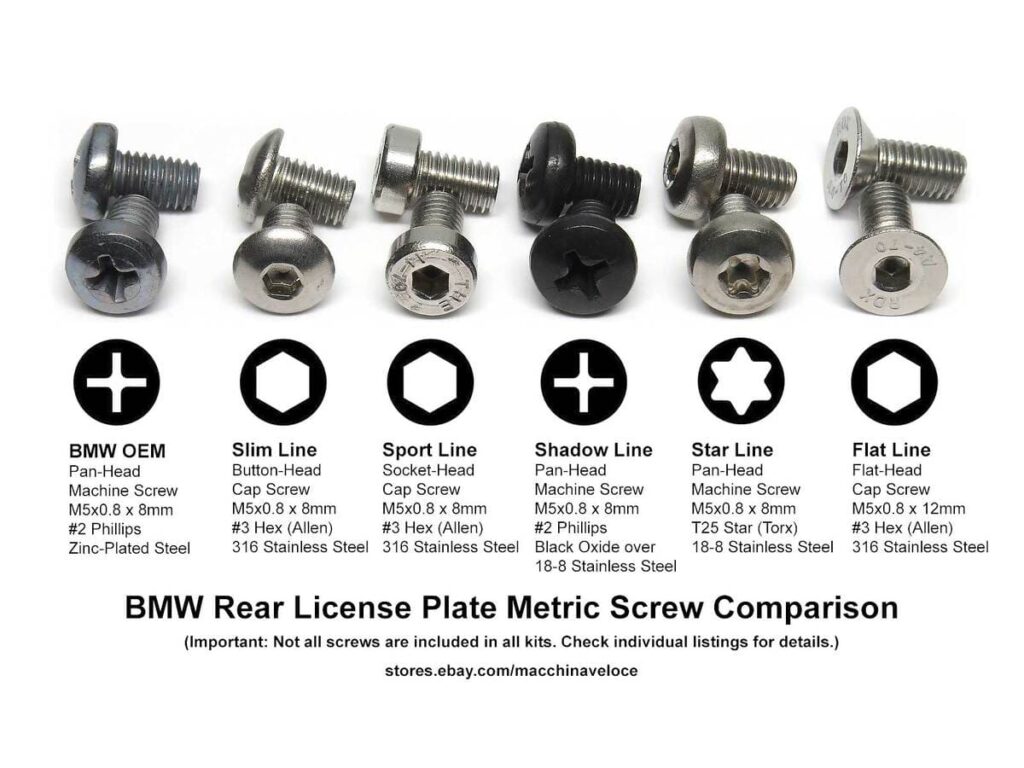 BMW License Plate Screws Size